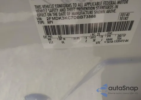 2013 Ford Edge Limited z USA, uszkodzony, nr VIN 2FMDK3KC7DBB73566